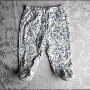 Little Beginnings Baby Footed Pants Size 3-6 Months Blue And White Elephants